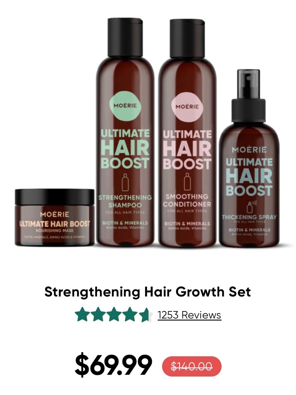Ultimate Hair Boost Set - Brown with Mint & Pink Labels NEW in BOX